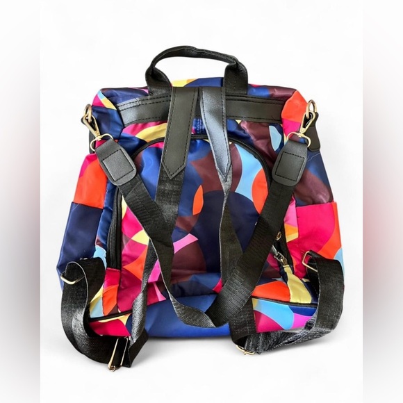 Poaba Geometric Backpack Colorful Women’s Travel Bag Boho Pattern School Work - Picture 2 of 5